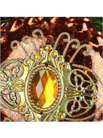 Kersten Kerstbal "Stone" oranje - (H)11 cm