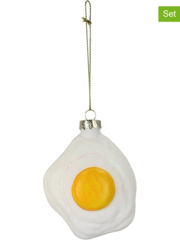 Kersten 4er-Set: Christbaumkugeln in Weiß/ Gelb - (H)10 cm