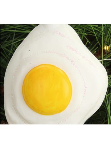 Kersten 4-delige set: kerstballen wit/geel - (H)10 cm