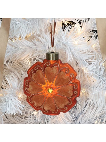 Kersten 2-delige set: kerstballen oranje - (B)10 x (H)10 x (D)5 cm