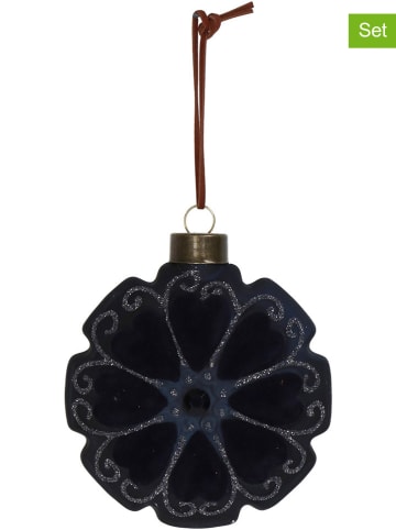 Kersten 2-delige set: kerstballen zwart - (B)10 x (H)10 x (D)5 cm