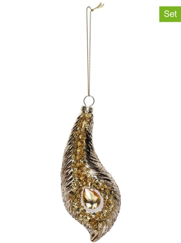 Kersten 2er-Set: Christbaumkugeln ''Feather'' in Gold - (H)16 cm