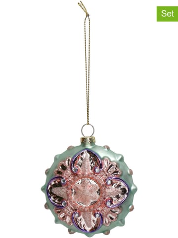 Kersten 2er-Set: Christbaumkugeln in Cyan/ Rosa - (B)8 x (H)9 x (T)3 cm