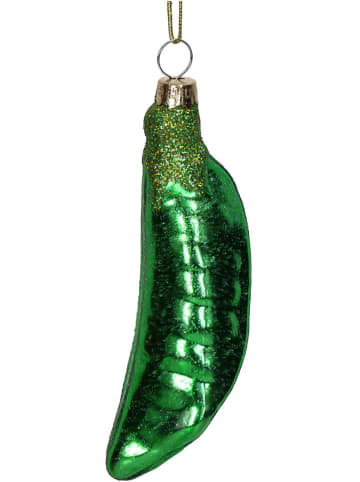 Kersten 2-delige set: kerstballen ''Bean'' groen - (H)11,6 cm