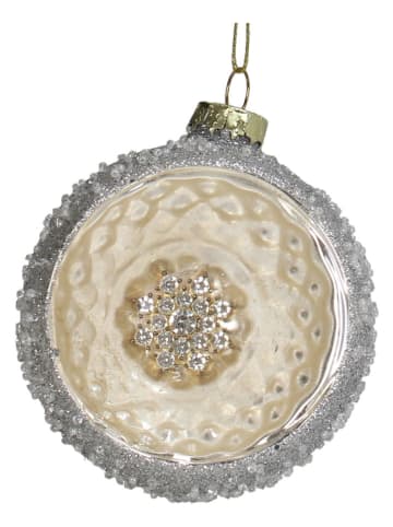 Kersten 2-delige set: kerstballen zilverkleurig - Ø 8 cm