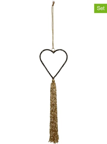 Kersten 4er-Set: Dekoanhänger ''Heart'' in Gold/ Schwarz - (L)23 x (B)8 cm
