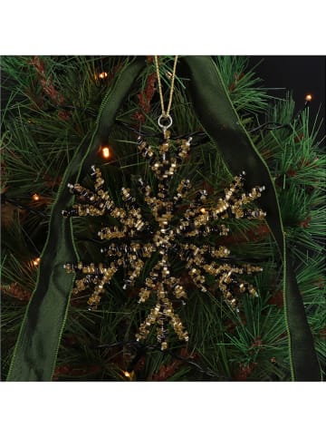 Kersten 4-delige set: decoratieve hangers ''Snowflake'' goudkleurig/zwart - Ø 13 cm