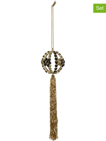 Kersten 4-delige set: decoratieve hangers goudkleurig/zwart - (H)23 x Ø 6 cm