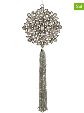 Kersten 4-delige set: decoratieve hangers ''Flower'' zilverkleurig - (L)26 x (B)10 cm