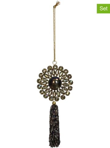 Kersten 4-delige set: decoratieve hangers ''Flower'' zwart - (L)16 x (B)7 cm