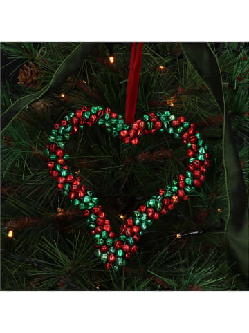 Kersten Zawieszki dekoracyjne (4 szt.) "Heart" w kolorze zielono-czerwonym - 14 x 14 cm