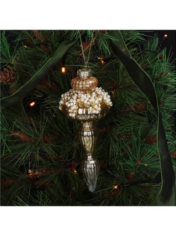 Kersten 2-delige set: kerstballen ''Icicle'' goudkleurig - (B)6 x (H)14 x (D)6 cm