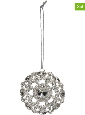 Kersten 4-delige set: decoratieve hangers ''Broche'' zilverkleurig - Ø 8 cm