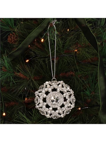 Kersten 4-delige set: decoratieve hangers ''Broche'' zilverkleurig - Ø 8 cm