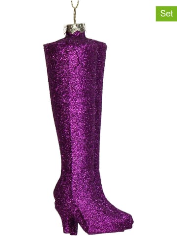 Kersten 2er-Set: Christbaumkugeln ''Boots'' in Lila - (H)12,2 cm