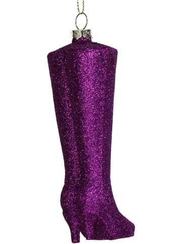 Kersten 2-delige set: kerstballen ''Boots'' paars - (H)12,2 cm