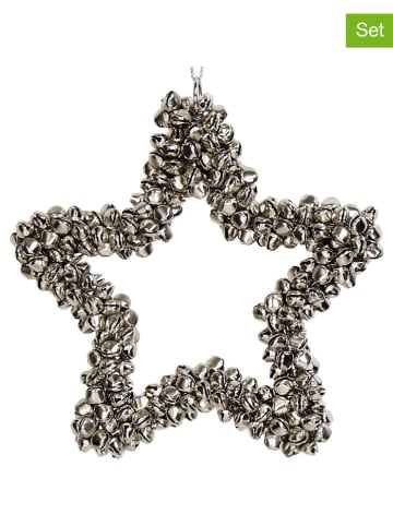 Kersten Zawieszki dekoracyjne (2 szt.) "Star" w kolorze srebrnym - 14 x 14 cm