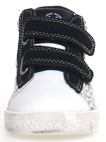 Naturino Leder-Sneakers "Pinn" in Schwarz/ Weiß