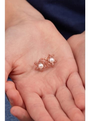 Heliophilia Rosévergold. Ohrstecker mit Edelsteinen und Perlen