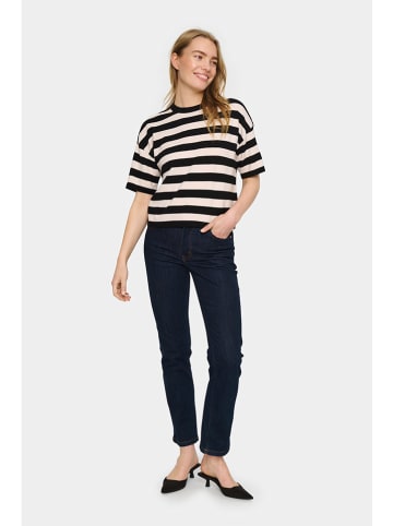 SAINT TROPEZ Pullover in Schwarz/ Sand