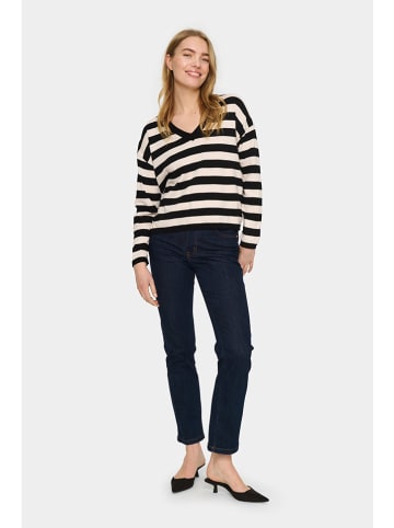 SAINT TROPEZ Sweter w kolorze czarno-beżowym