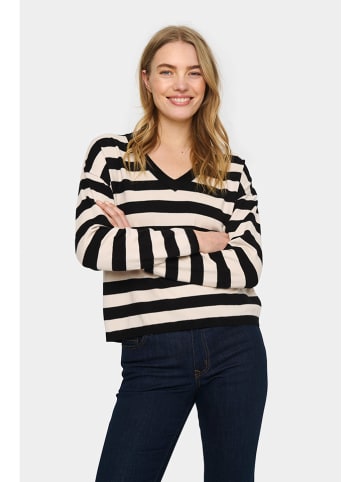 SAINT TROPEZ Pullover in Schwarz/ Sand