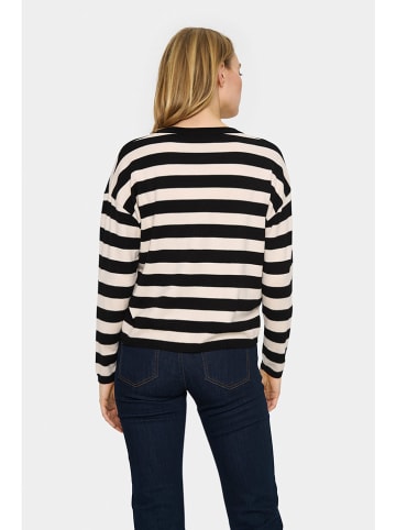 SAINT TROPEZ Pullover in Schwarz/ Sand