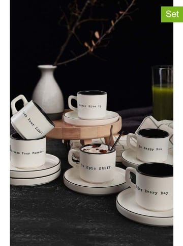Hermia 6er-Set: Kaffeetassen in Weiß/ Schwarz - 184 ml