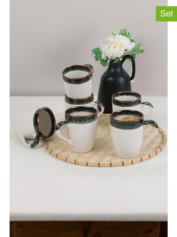 Hermia 6-delige set: mokken wit/bruin - 360 ml