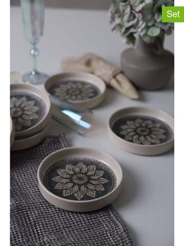 Hermia 6-delige set: kommen beige/donkerblauw - 530 ml