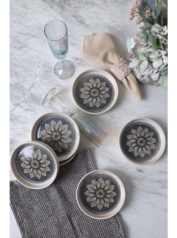 Hermia 6-delige set: kommen beige/donkerblauw - Ø 14 cm