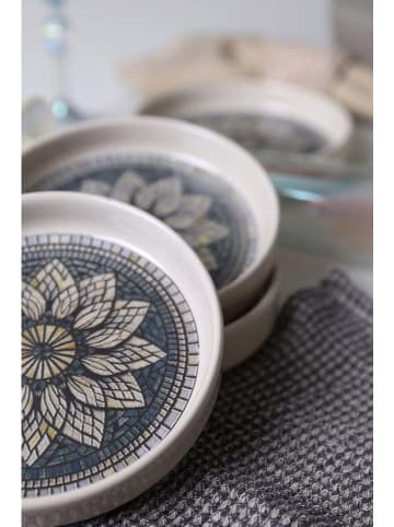 Hermia 6-delige set: kommen beige/donkerblauw - Ø 14 cm