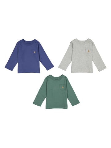 GAP 3er-Set: Longsleeve in Blau/ Grau/ Grün