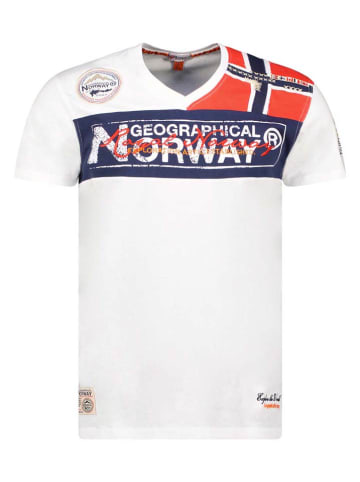 Geographical Norway Koszulka "Jidney" w kolorze białym ze wzorem