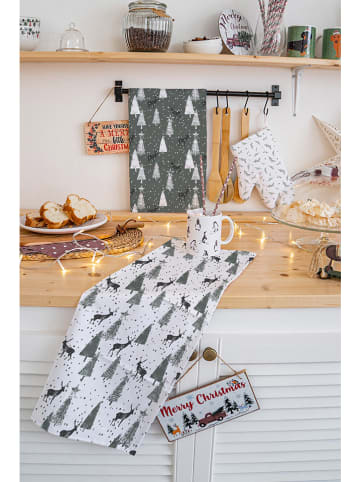 Butter Kings 2-delige set: theedoeken "Deers the forest" groen - (L)70 x (B)50 cm