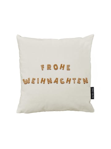 Butter Kings Kissenhülle "Frohe Weihnachten" in Creme/ Hellbraun - (L)45 x (B)45 cm