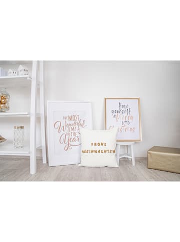 Butter Kings Kissenhülle "Frohe Weihnachten" in Creme/ Hellbraun - (L)45 x (B)45 cm