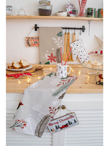 Butter Kings 2-delige set: theedoeken "Frosty Branches" grijs/beige - (L)70 x (B)50 cm