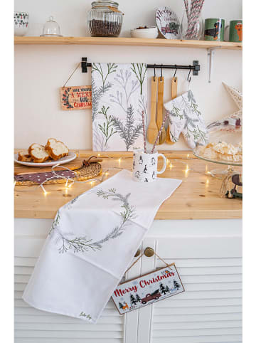 Butter Kings 2-delige set: theedoeken "Christmas twigs" groen/grijs - (L)70 x (B)50 cm