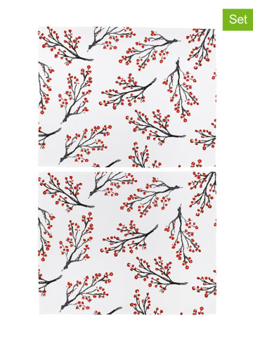 Butter Kings 2er-Set: Tischsets "Rowan berries" in Rot/ Schwarz/ Weiß - (L)35 x (B)45 cm