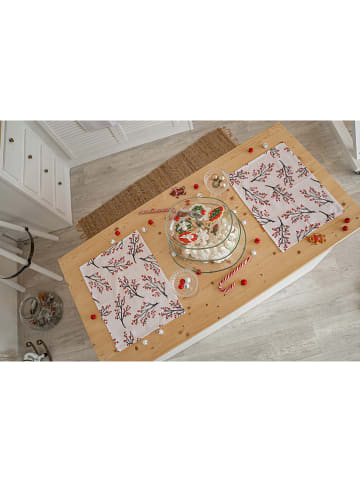 Butter Kings 2-delige set: placemats "Rowan berries" rood/zwart/wit - (L)35 x (B)45 cm