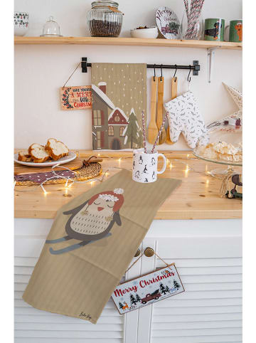 Butter Kings 2er-Set: Geschirrtücher "Snowing day" in Beige - (L)70 x (B)50 cm