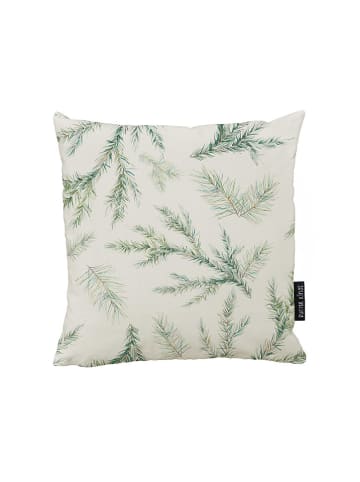 Butter Kings Kissenhülle "Wave with a little branch" in Creme/ Grün - (L)45 x (B)45 cm