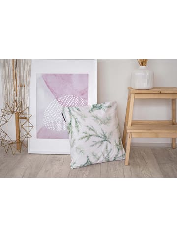 Butter Kings Kissenhülle "Wave with a little branch" in Creme/ Grün - (L)45 x (B)45 cm