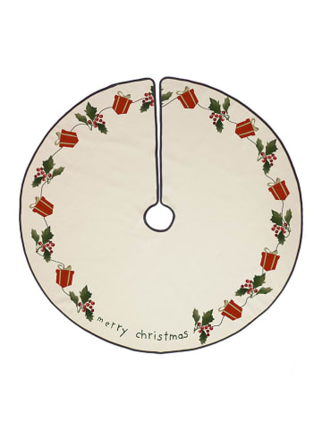 Butter Kings Weihnachtsbaumrock "Present is a gift" in Creme/ Rot/ Grün - Ø 130 cm