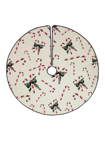 Butter Kings Weihnachtsbaumrock "Candycane bow" in Creme/ Rot/ Grün - Ø 130 cm