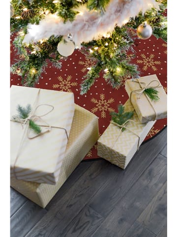 Butter Kings Weihnachtsbaumrock "Golden snowflakes" in Rot/ Gold - Ø 130 cm