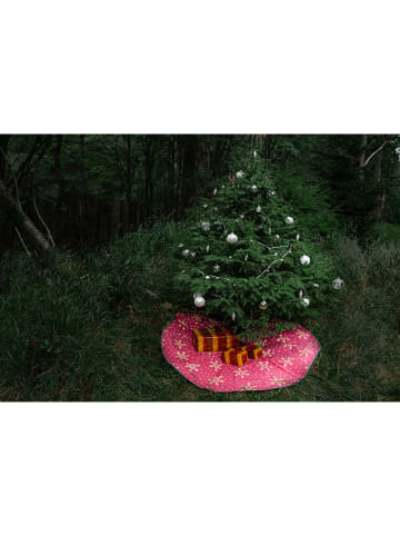 Butter Kings Kerstboomrok "Golden snowflakes" rood/goudkleurig - Ø 130 cm