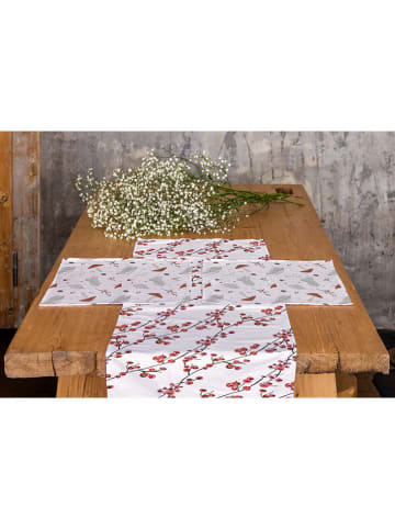 Butter Kings Tafelloper "Snowbound" rood/zwart/wit - (L)140 x (B)40 cm