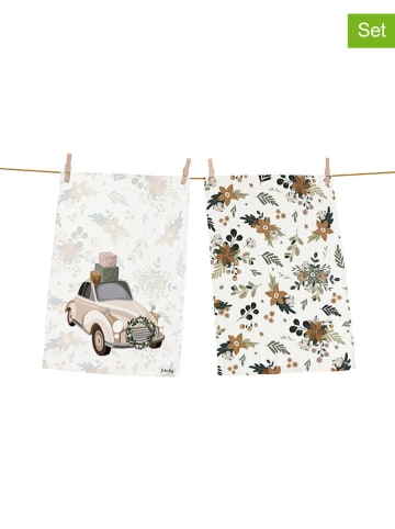 Butter Kings 2-delige set: theedoeken "Festive car" meerkleurig - (L)70 x (B)50 cm